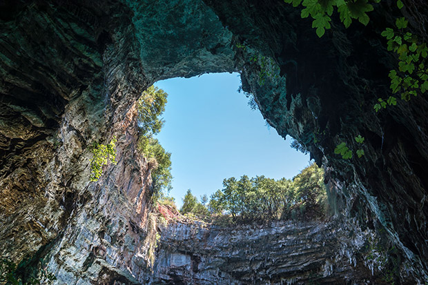 Melissani grot, Kefalonia, Griekenland